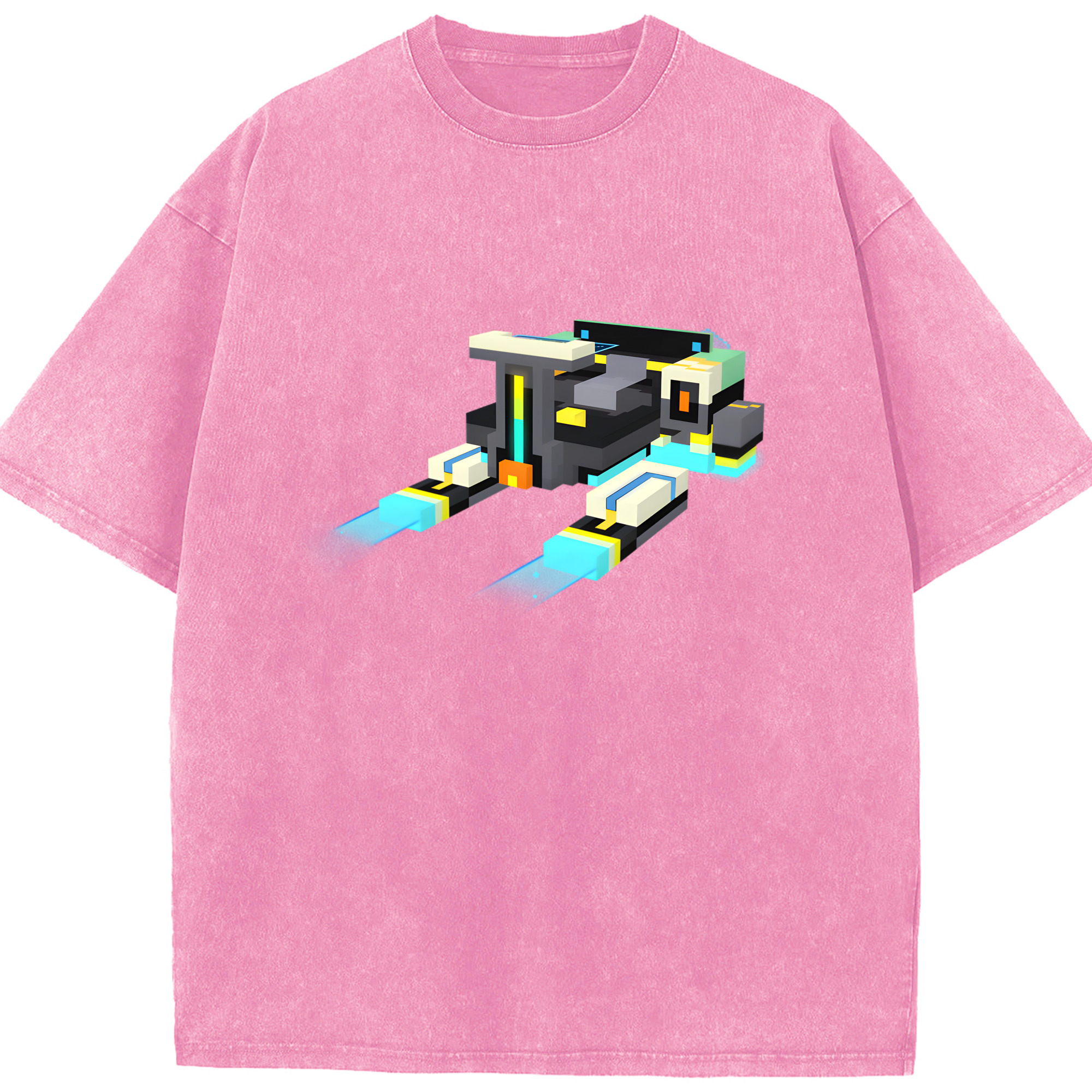（画像用） マインクラフト ブロックの世界 Minecraft MC Block world 綿100% ヴィンテージ風 半袖Tシャツ（フロントプリント）